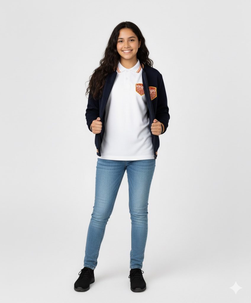 Uniforme de Diario para mujer, con jean azul o celeste oscuro